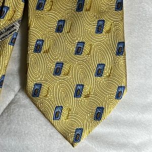 Ermenegildo Zegna Tie Yellow Blue 100% silk